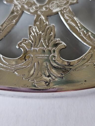 King Francis REED & BARTON Pattern #1644 Silverplate Glass Trivet Initial "H"