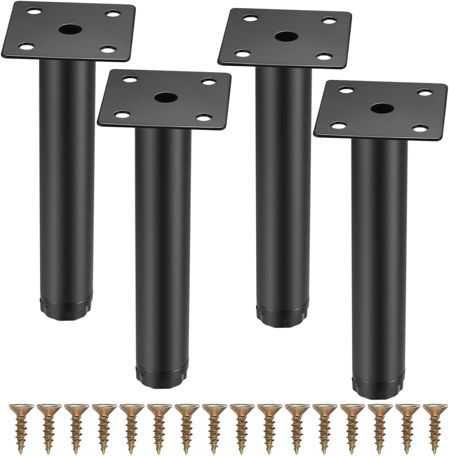4 Pcs Furniture Legs, Metal Cabinet Legs, 6 Inches/15 Cm Adjustable Furniture