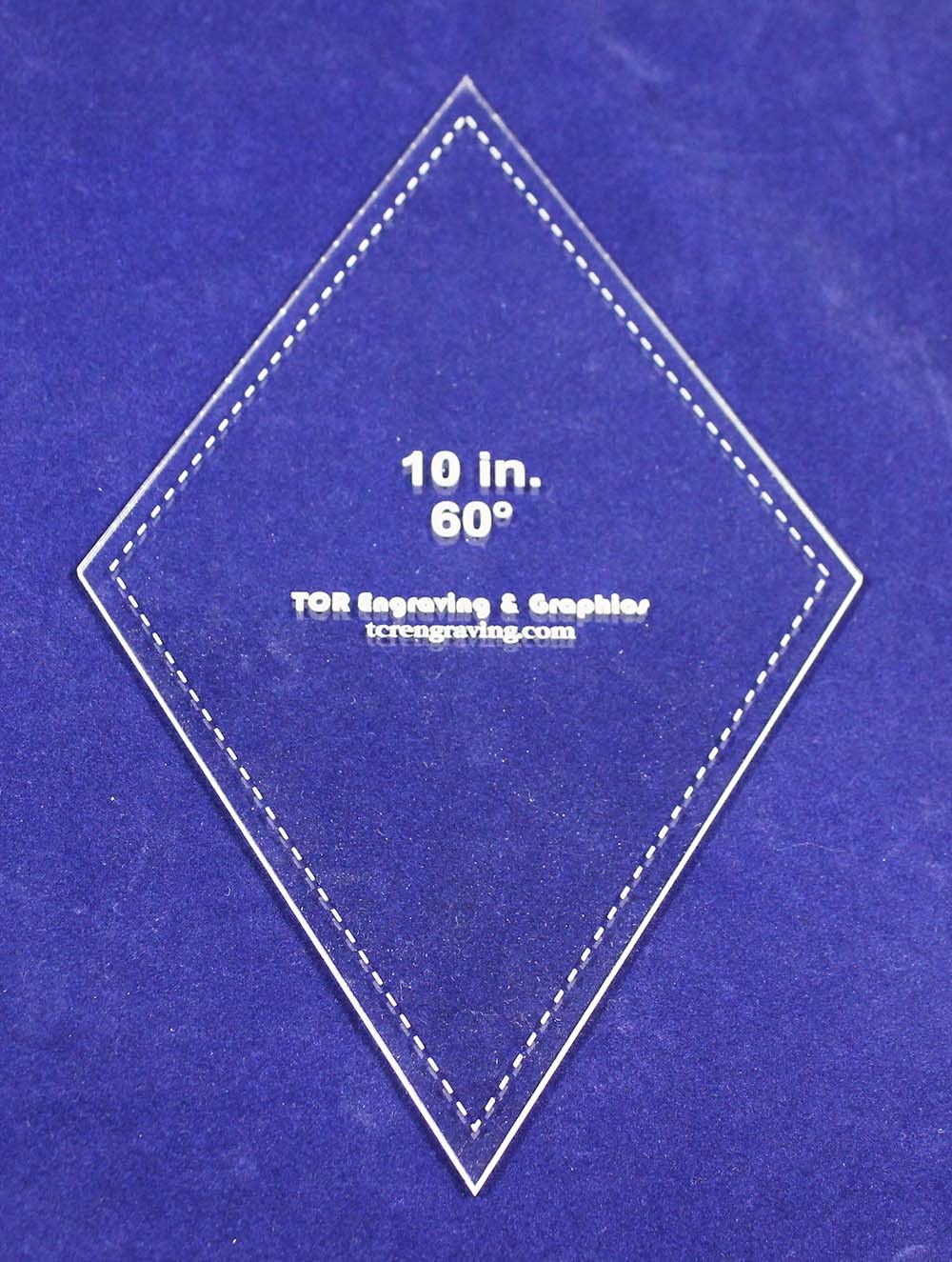 Quilt Templates- Diamond 10"-60 Degree - 1/8" Acrylic