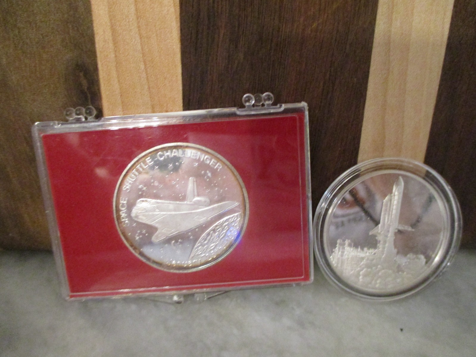 NASA SPACE SHUTTLE CHALLENGER SILVER COINS-2 IN MEMORY.999 +RETURN TO SPACE .925