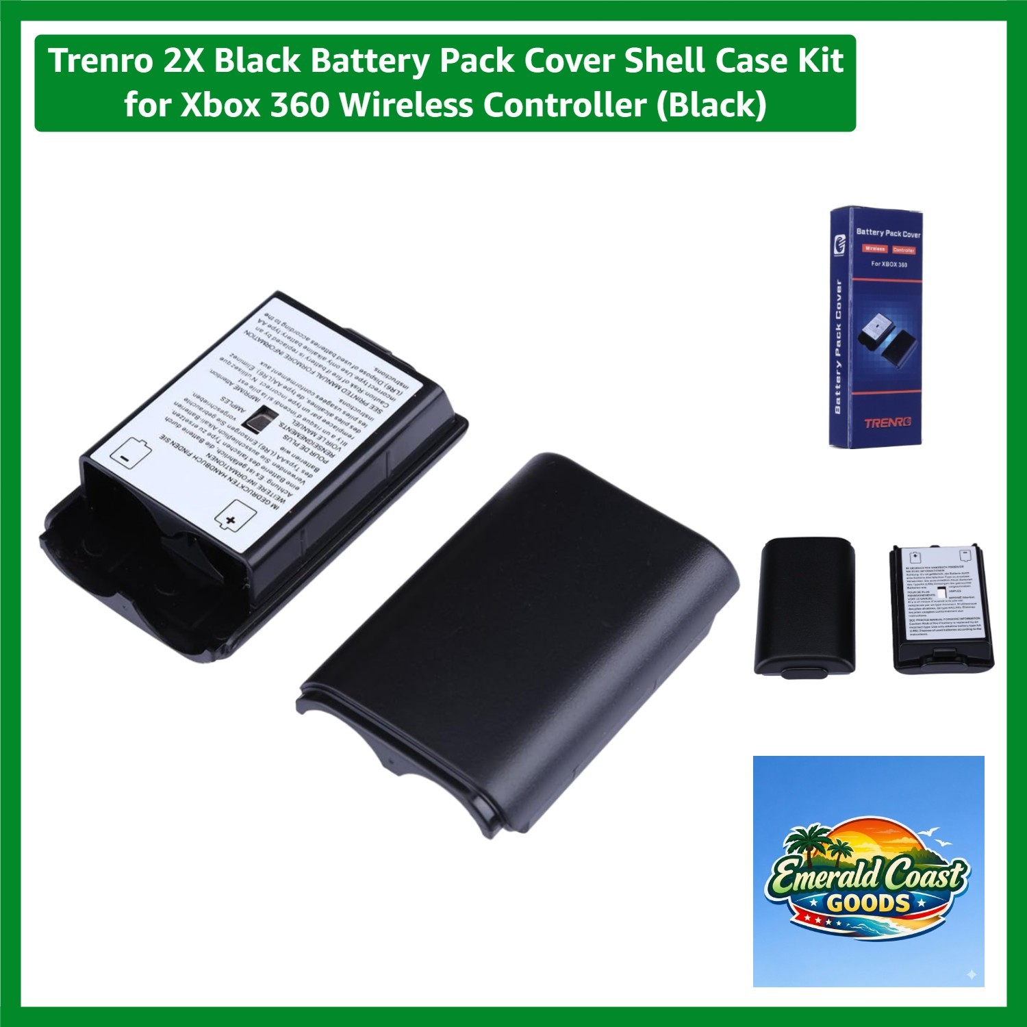 Durable Black Battery Pack Covers for Xbox 360 - Set of 2 for Gaming Excellence