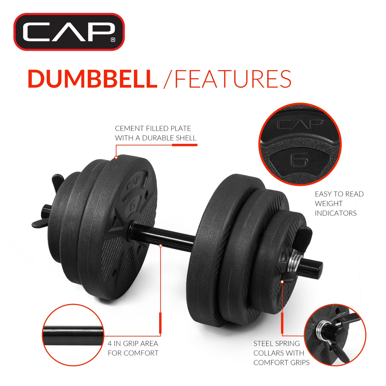 CAP Barbell 50 lb Adjustable Vinyl Dumbbell Set,Free ship