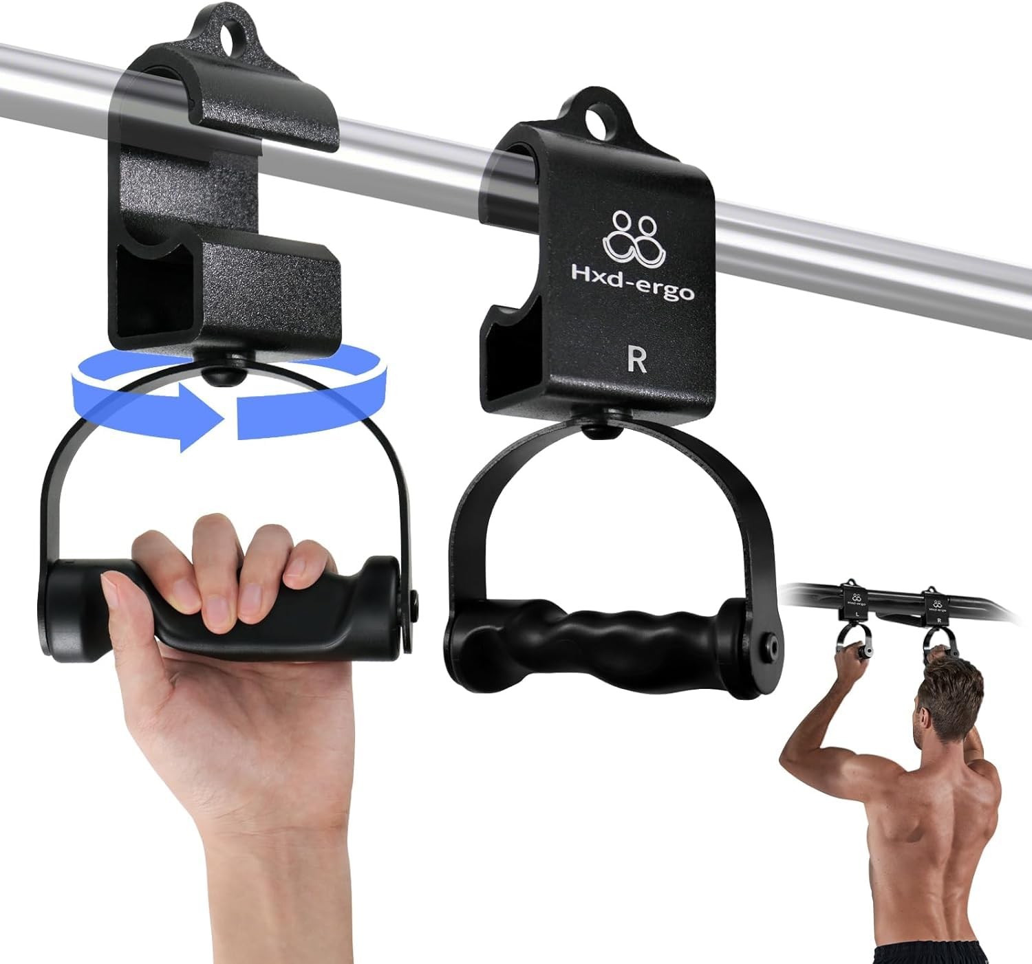 Rotating Pull-Up Handles-Ergonomic Exercise Handle for LAT Pulldown Attachmen...