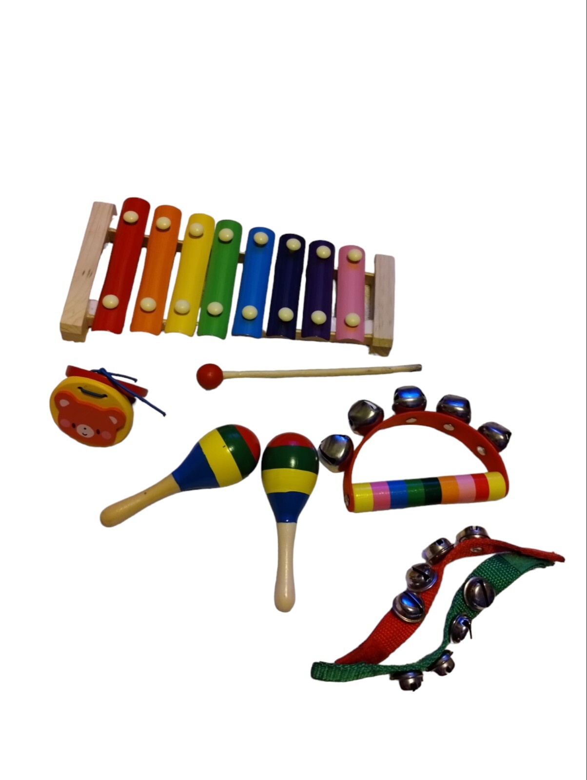 Musical Kid Baby Xylophone Maracas Hand Bells Castanet Toy Lot Of 5