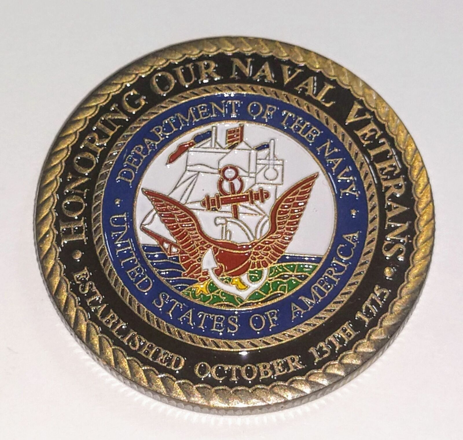 NAVY HONORING NAVAL VETERANS #SK8909 COLORIZED ART ROUND