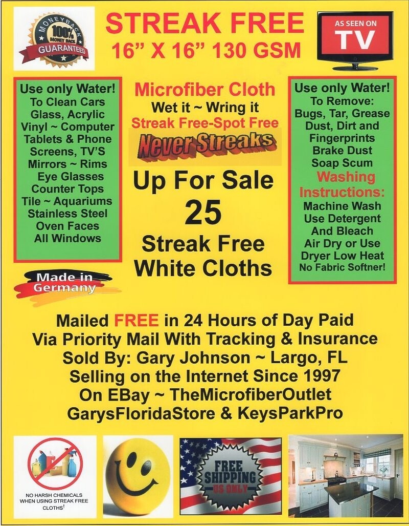 Streak Free MicroFiber Cleaning Cloths 25 Pack FREE Shipping! Dealer Special!