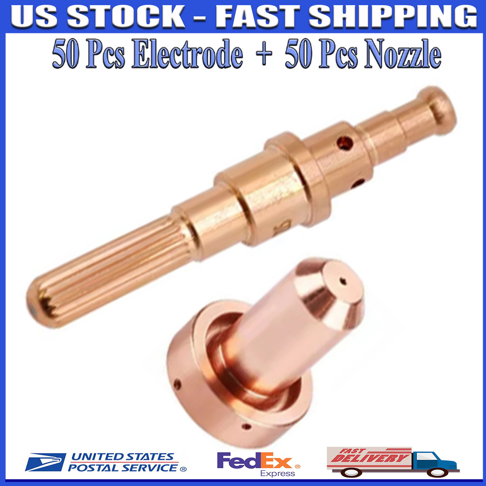 50x Plasma Cutter Electrode 9-8215 + 50x Nozzle 100A 9-8212 for SL60 SL100