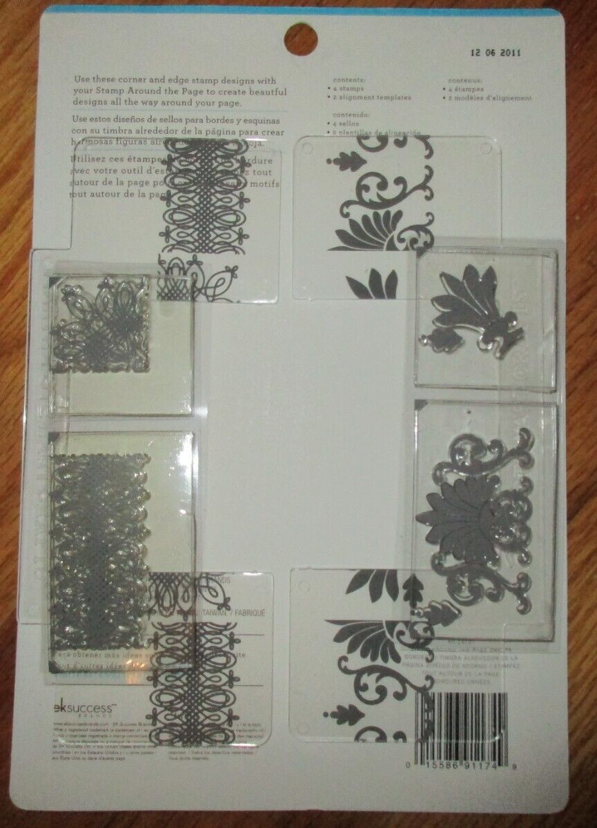 Martha Stewart Stamp Around the Page Stamp Set 2 Alignment Plates, 6 Stamps
