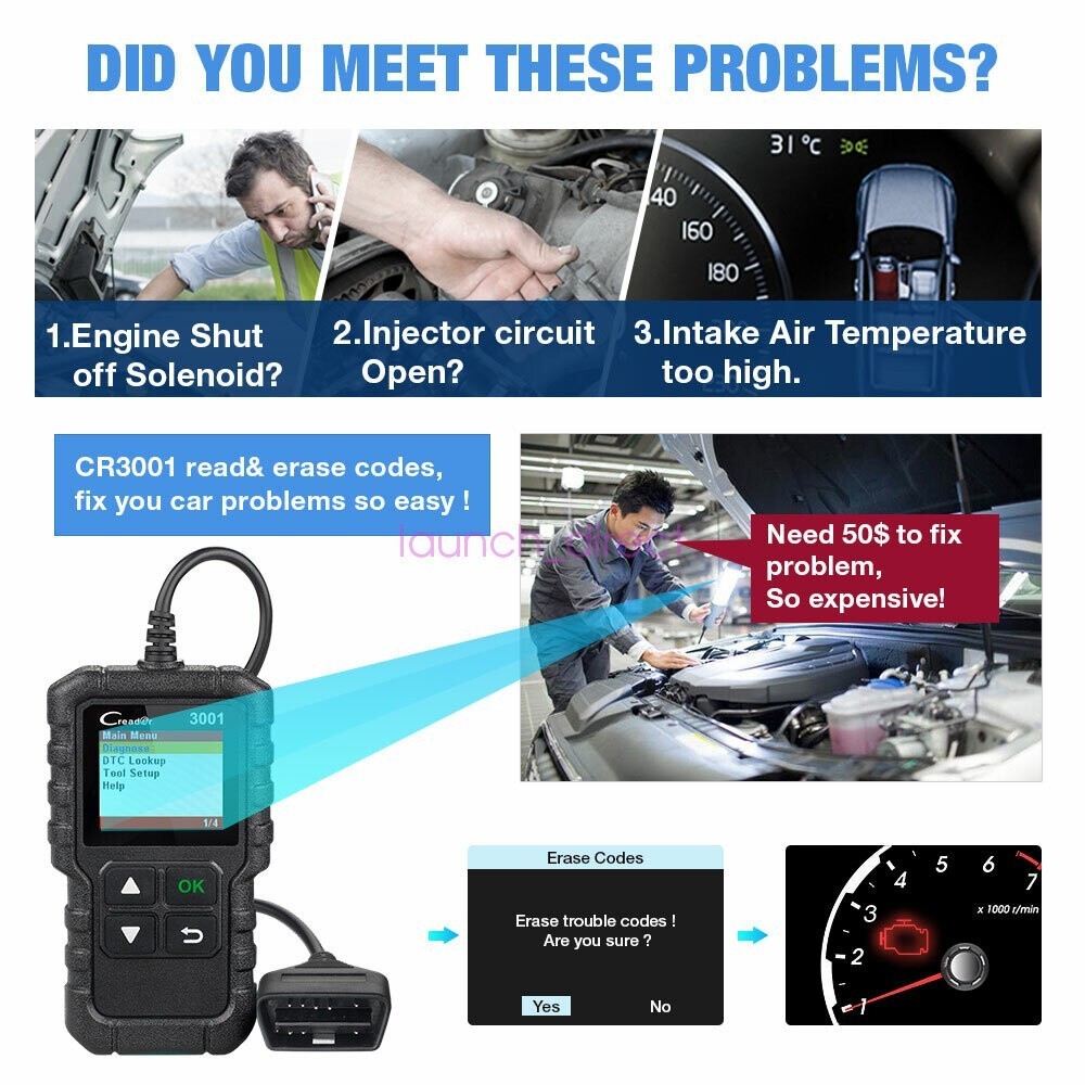 LAUNCH CR3001 OBD2 Scanner Code Reader Check Engine Light Auto Diagnostic Tool**