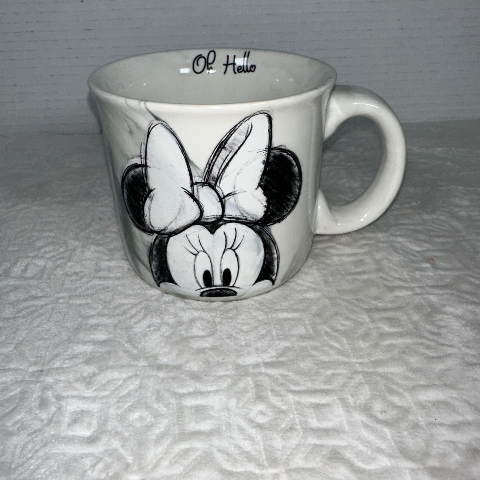Disney Mickey  OH HELLO Marble Style Mug, black White