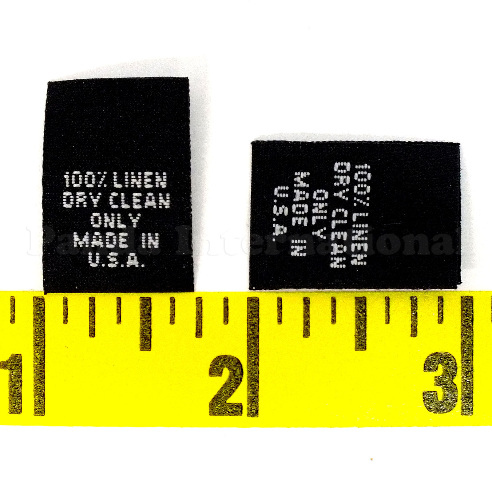 500 pcs WOVEN LABELS "100% LINEN DRY CLEAN ONLY MADE IN U.S.A." Black 3/4" X 1"