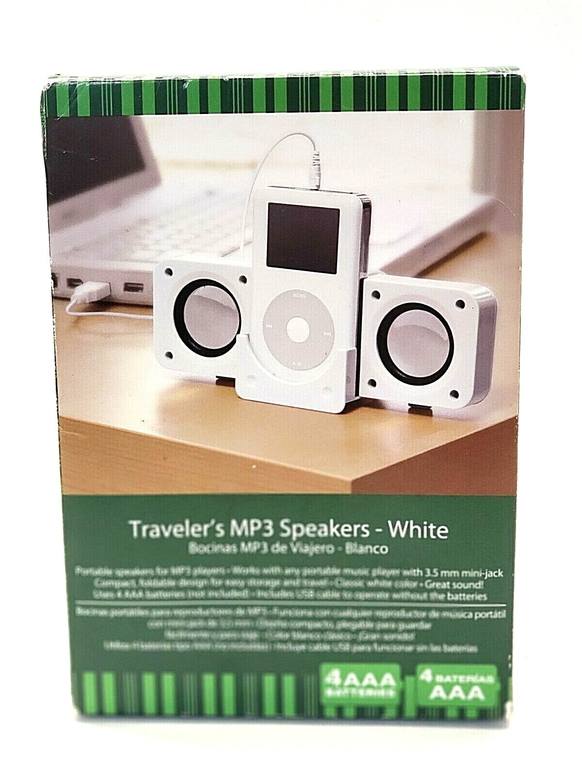 Traveler's MP3 Speakers White *Speakers Only*  New Open Box