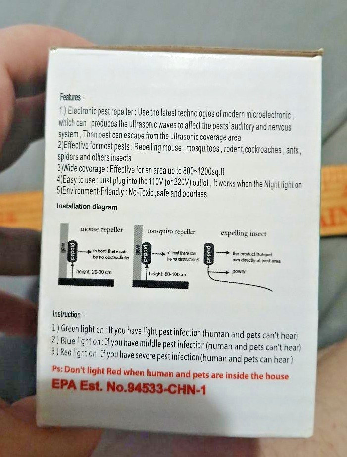 Ultrasonic Pest Repeller Indoor Plug In for Roach Mosquito Mouse Bug
