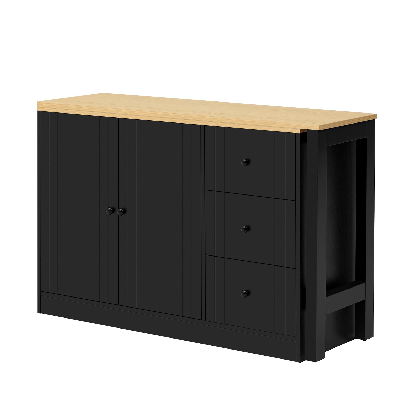 89.7''Wooden Sideboard with Extendable Table,Multifunctional Storage Cabinet*