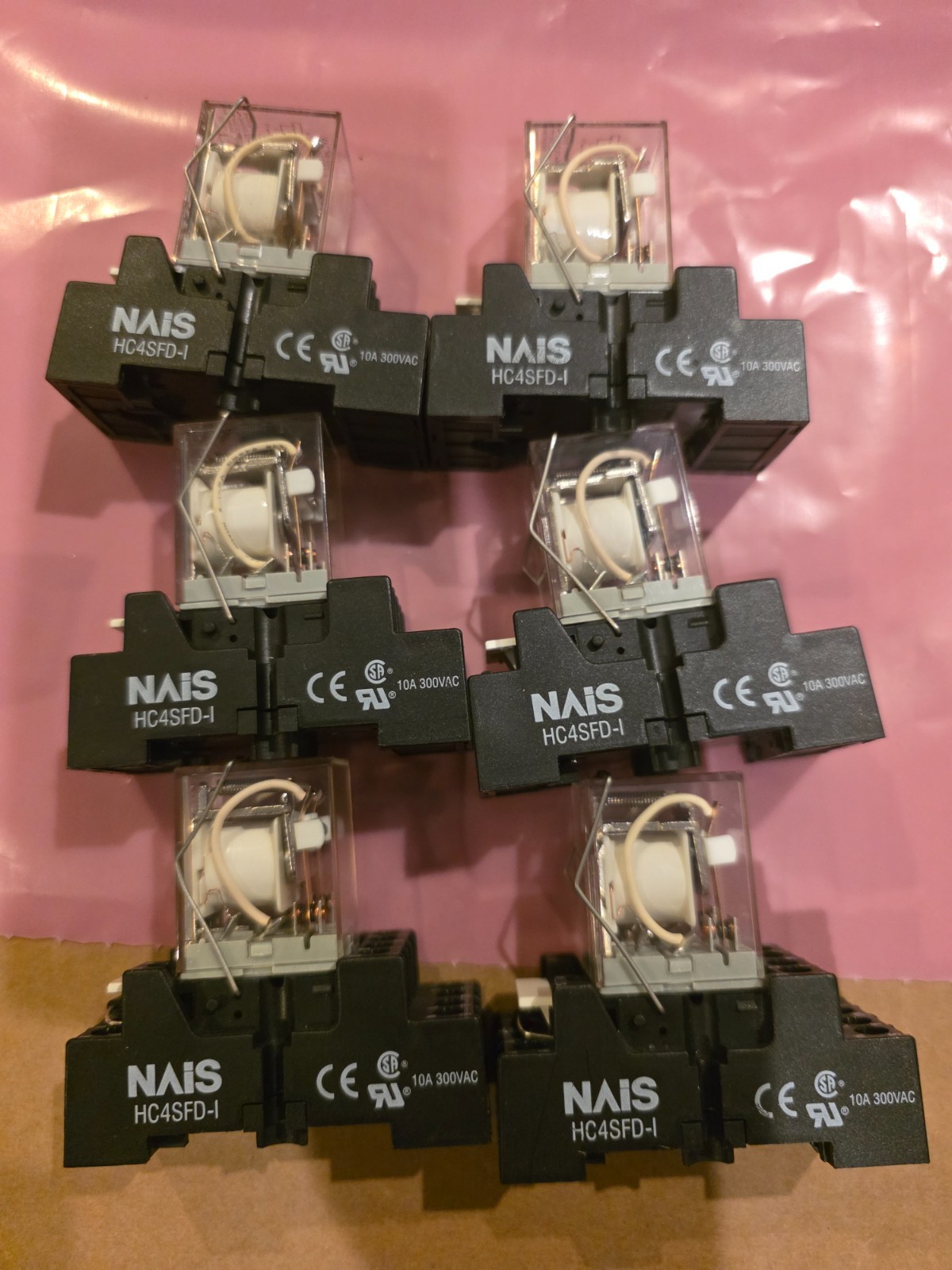 Lot of (6) Nais HC4SFD-I Relay BASE and HJ2-DC24V AHJ3222  Relays Free Ship