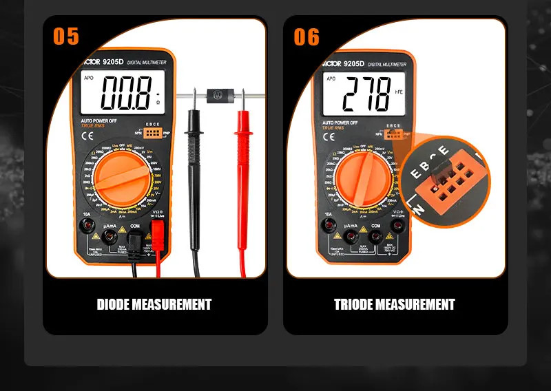 Digital Multimeter Auto 1999 Counts True RMS AC/DC 1000V Diode Continuity Freq