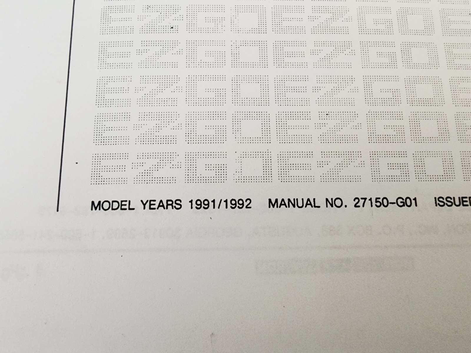 1992 EZGO 27150G01 4 Cycle Gas Powered Golf Cart Service Parts Manual