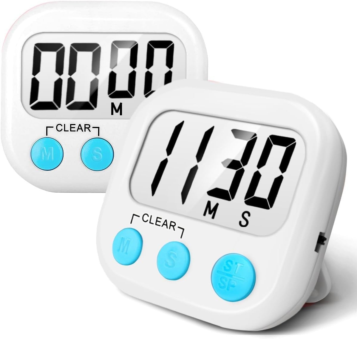 Temporizador de cocina digital 2 unidades con dígitos grandes y alarma fuerte
