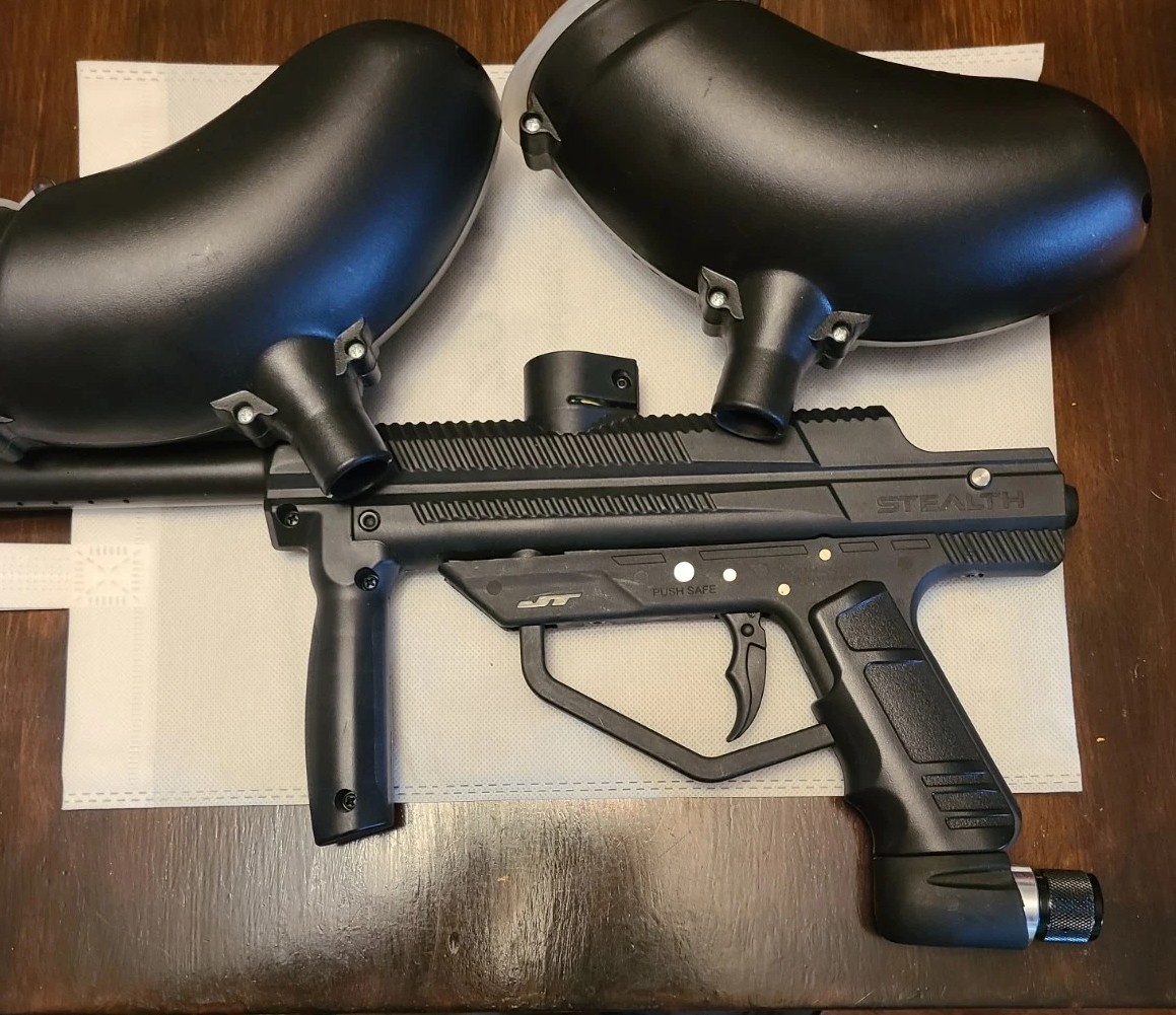 Stealth JT Paint Ball Gun w/Barrel Extra Hopper & Sealed 500 Rnds 68cal Balls
