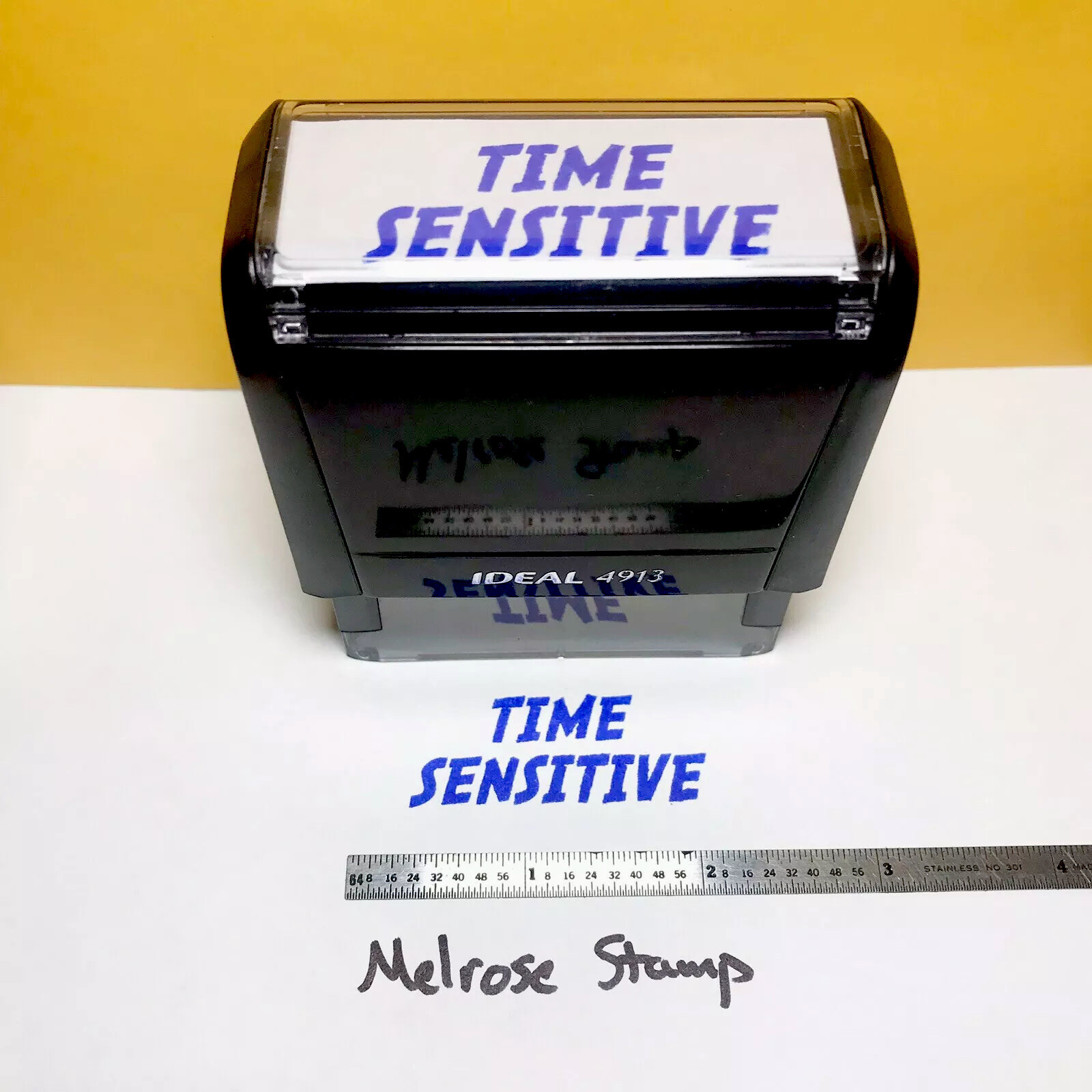 Time Sensitive Rubber Stamp Blue Ink Self Inking Ideal 4913