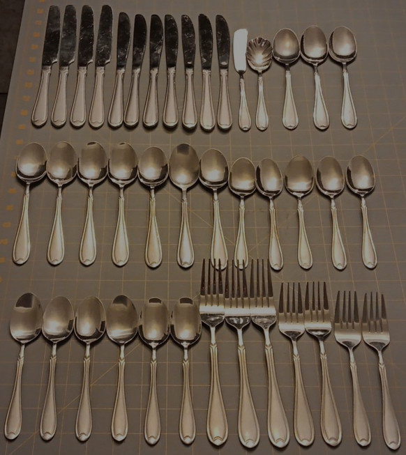 Lot Of 41 Pfaltzgraff Summerset Frost Mixed Flatware Piece Lot