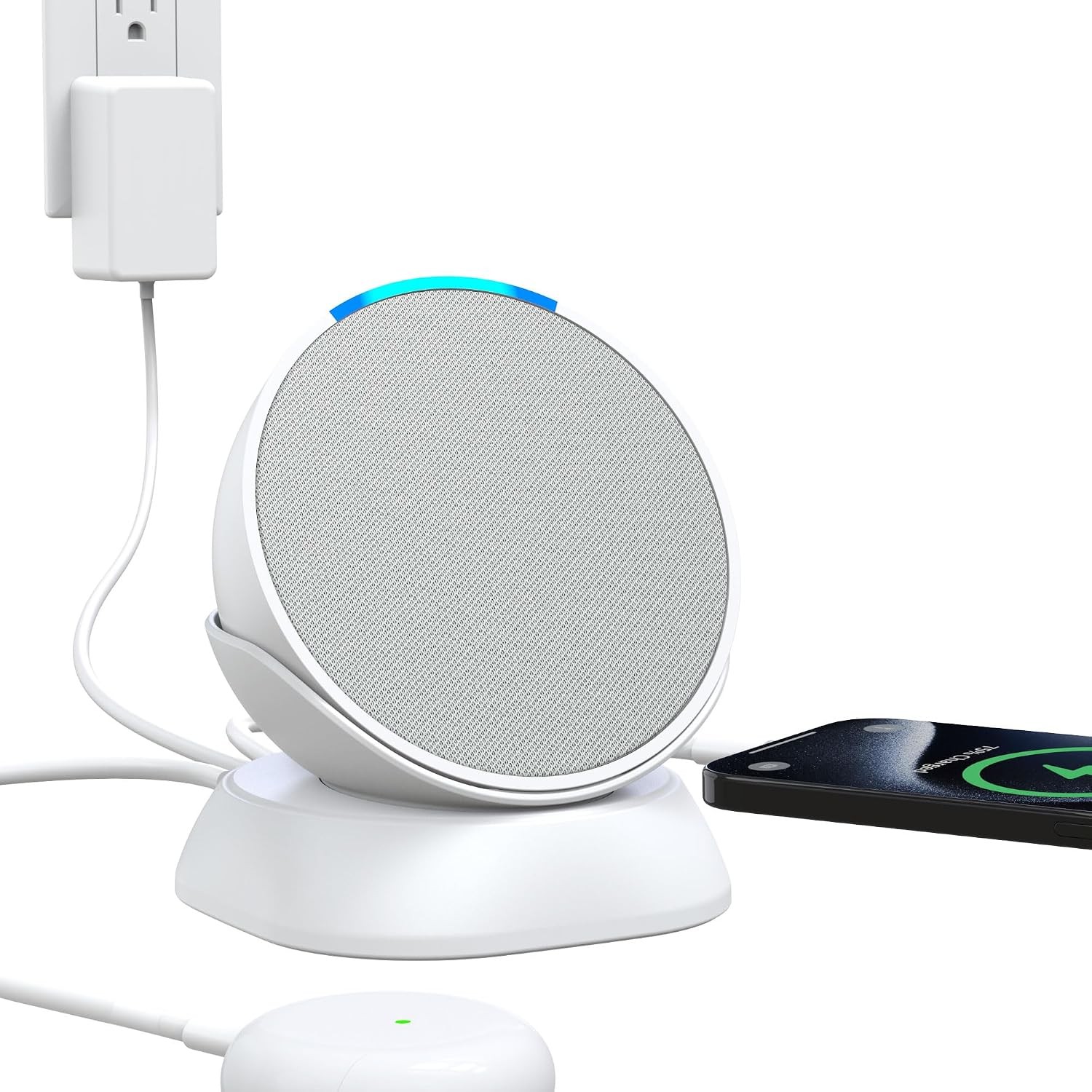 USB-C Pop Stand with USB-A Charging Ports White Table Top Holder Base Station