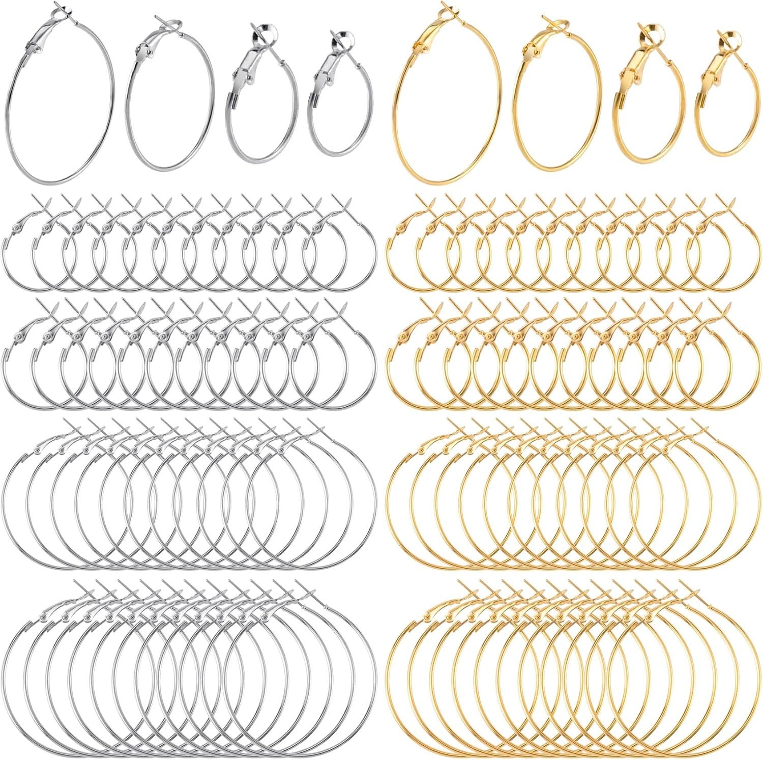 96Pcs Hoop Round Earring Findings Hypoallergenic Alloy DIY Jewelry Making Kit