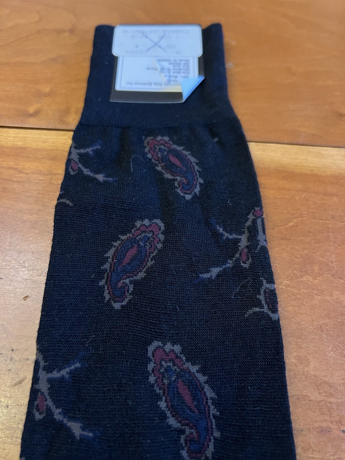 NWT POLO Ralph Lauren Mens Lux Dress Socks OTC 65% Wool Black Paisley JAPAN