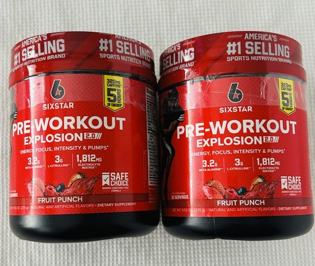 Six Star Pre-Workout Explosion 2.0 -Fruit Punch- 2 Ct (9.52 Oz Each) - EXP 06/27