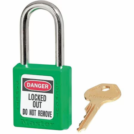 Master Lock 410Grn Zenex Thermoplastic Safety Padlock, 1-1/2 In Wide With 1-1/2