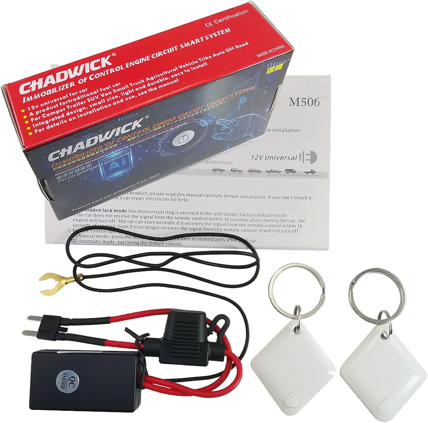 CHADWICK Car Immobilizer Anti-Theft Alarm System, M506 Wireless Engine Lock,...
