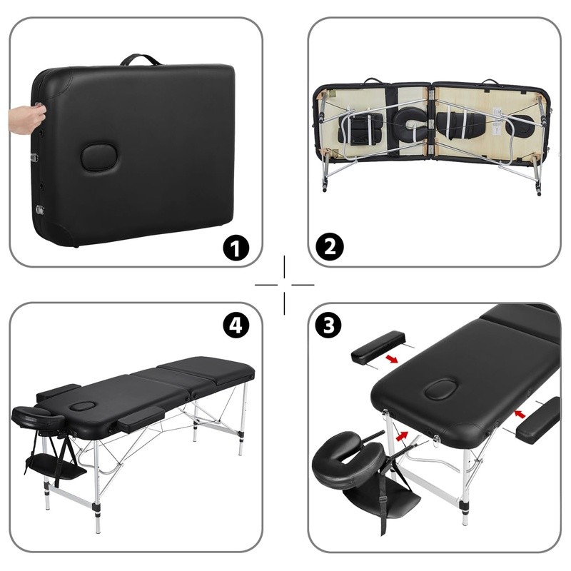 Portable Foldable Spa Bed Adjustable Massage Table Easy Setup W/ Headrest New