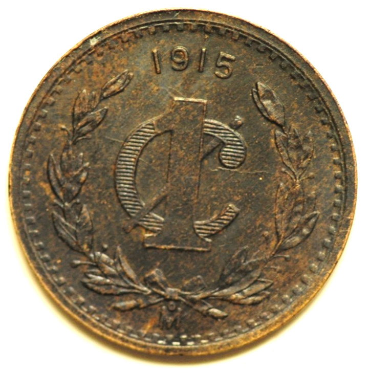 mw30336 Mexico Zapata Issue - Bronze Centavo 1915 Mo   KM#416  UNC  RARE !!!