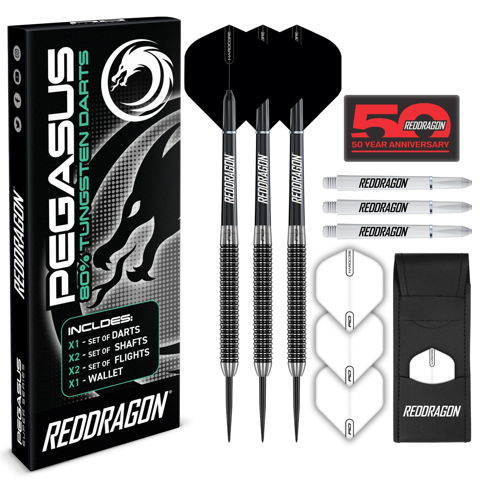 Red Dragon Pegasus Tip Darts Set - 80 Tungsten Barrels For Precision Control