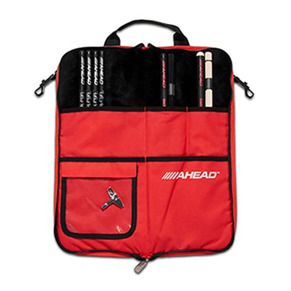 Ahead Plush Stick Case W/4 Extra Pockets - Black With Red Trim, Plush Interior