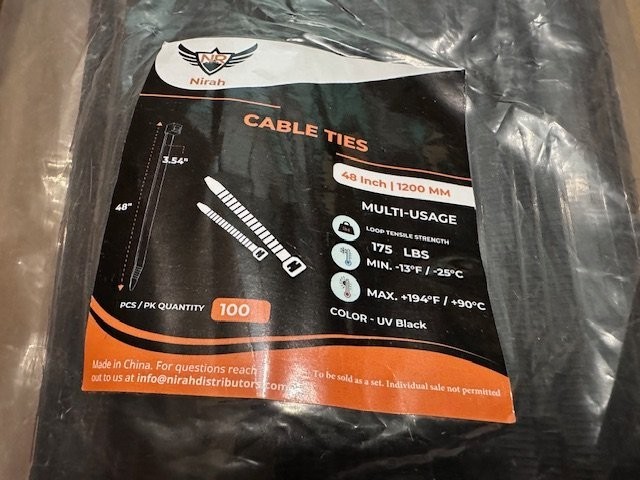 (4 packs) Long Zip Ties Heavy Duty 48 inch (100 per Pack) 175 Lbs Tensile