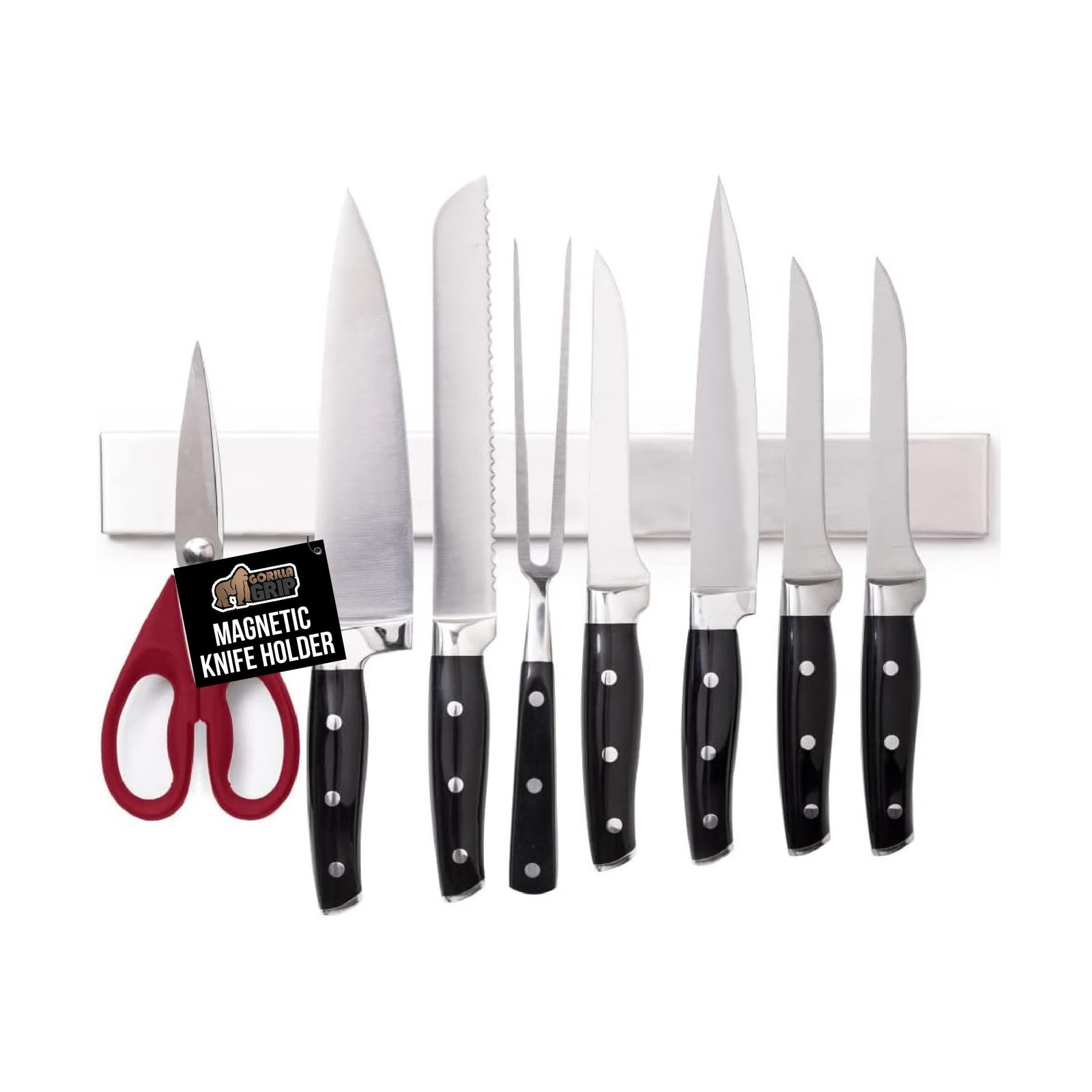 GORILLA GRIP 304 Stainless Steel Heavy Duty Magnetic Knife Hold... FAST USA SHIP