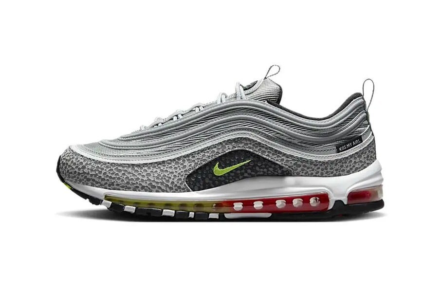 Nike Air Max 97 Silver Sneakers Kiss My Air Logo Retro Safari Edition Men 12US