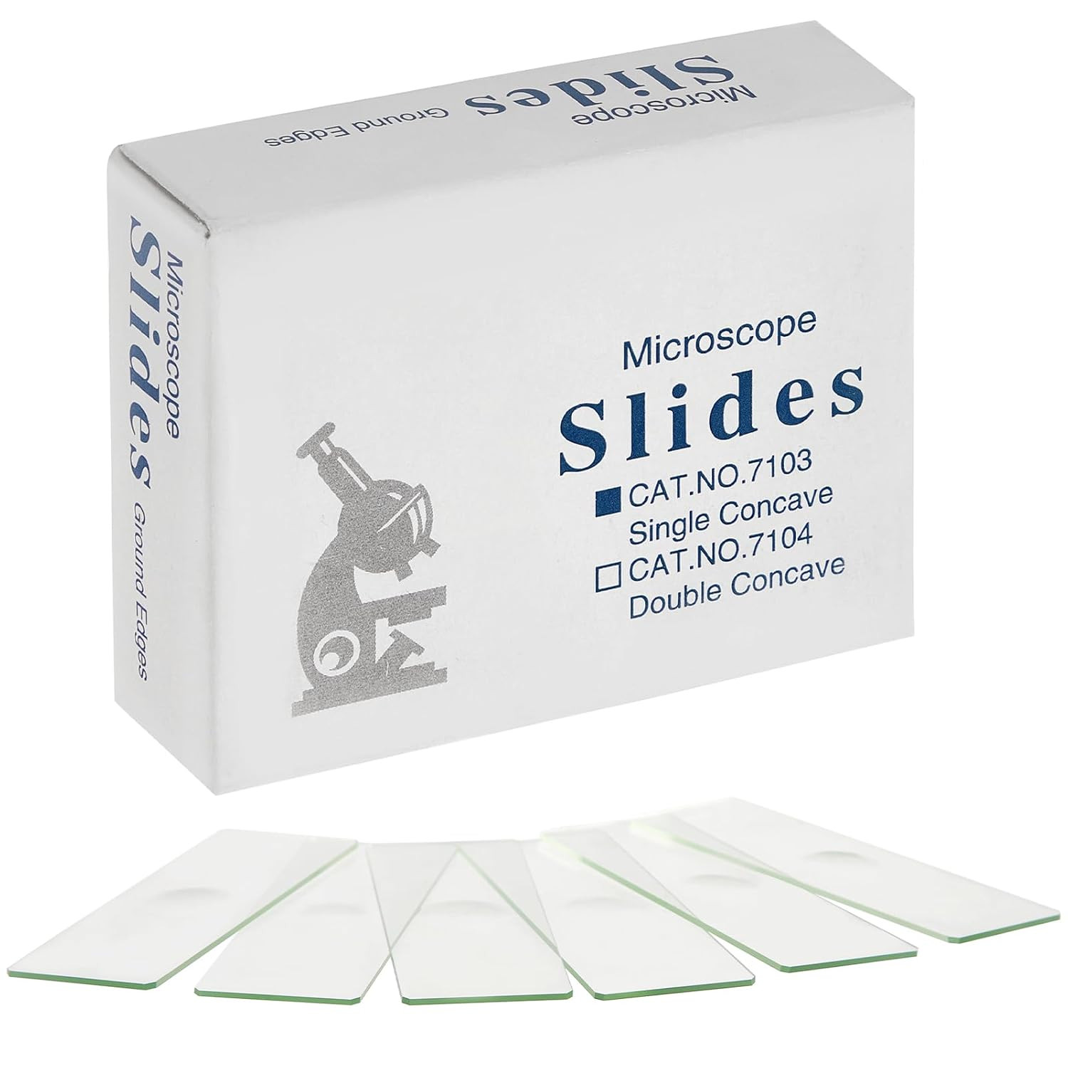 50 Pack Concave Microscope Slides, Pre-Cleaned Optical Glass, Ground Edges, Blan