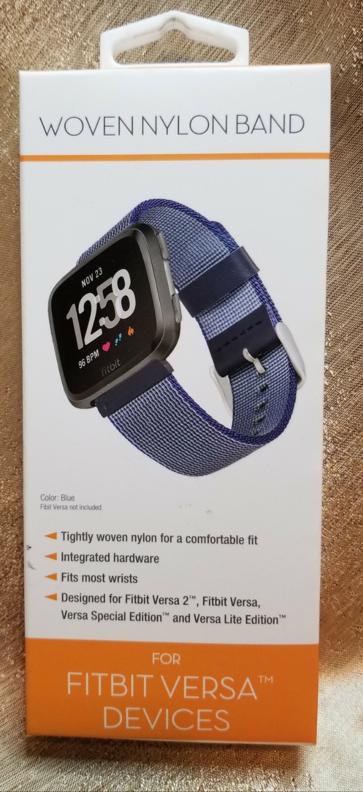 WOVEN NYLON BLUE BAND FOR FITBIT VERSA DEVICES