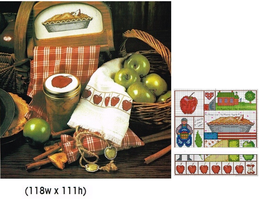 AN APPLE A  DAY CROSS STITCH PATTERN  ONLY  -  TL  EEUA