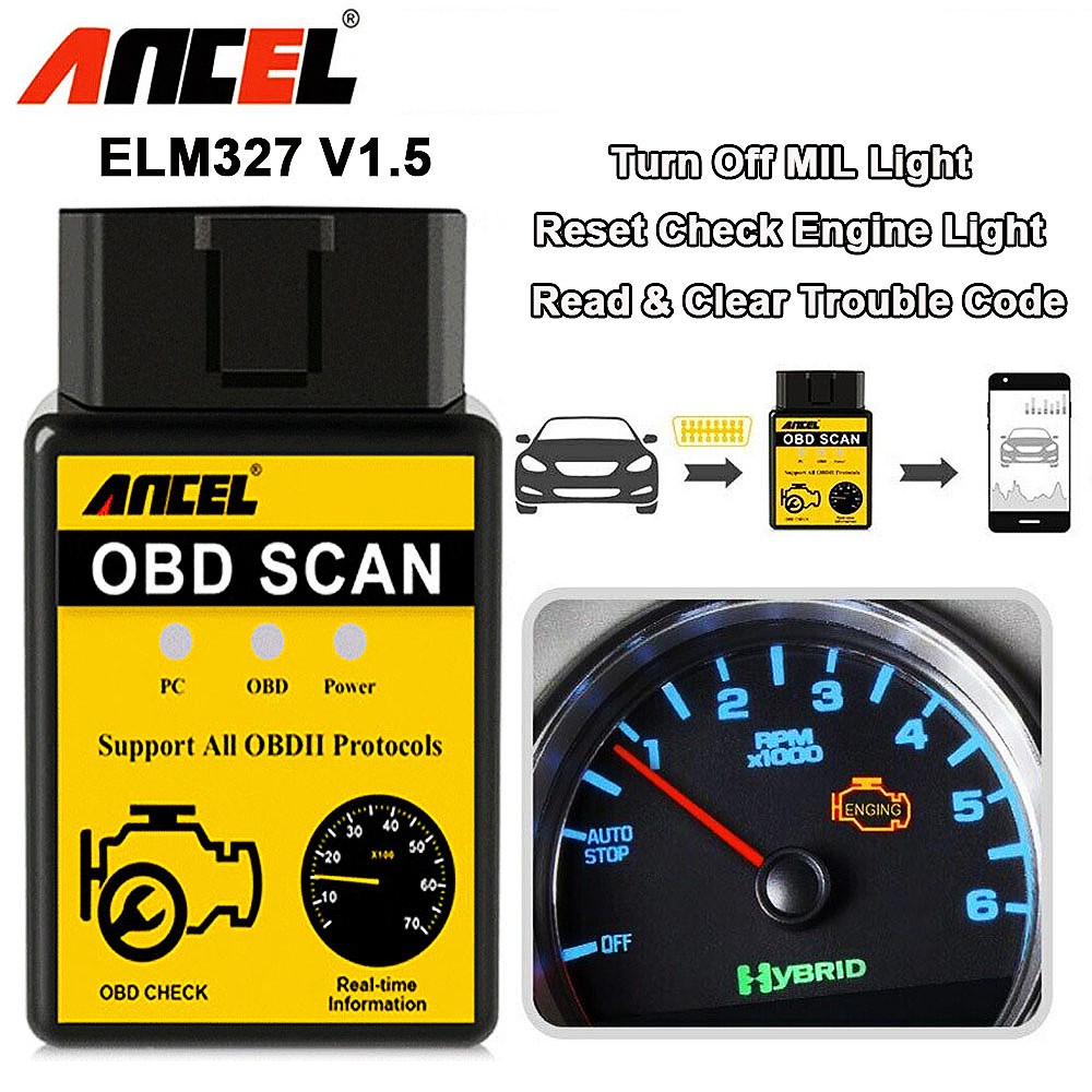 ANCEL ELM327 OBD2 Scanner Bluetooth Code Reader Check Engine Diagnostic Tool