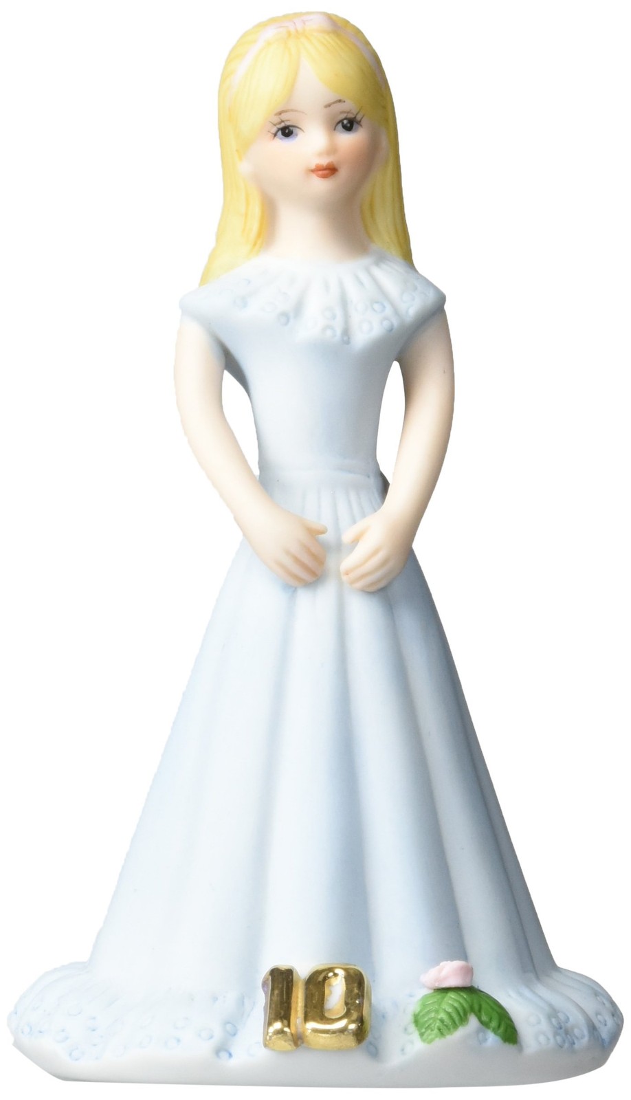 Enesco Growing Up Girls “Blonde Age 10” Porcelain Figurine, 5.5”, Blue,pink