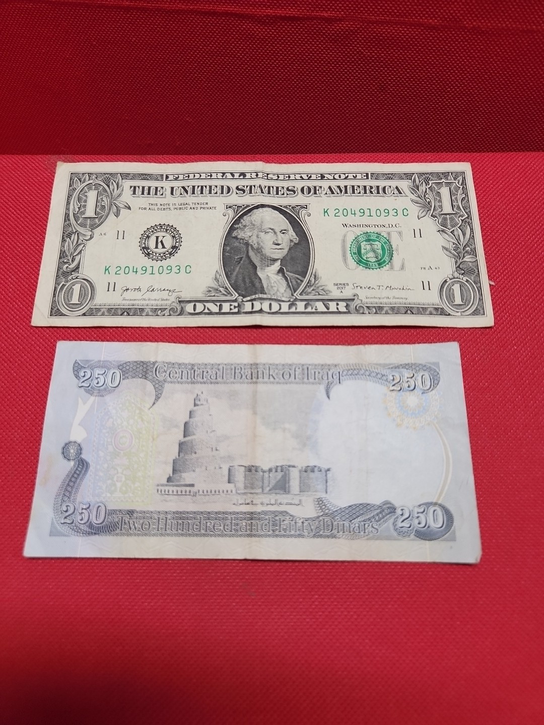VINTAGE Central Bank Of Iraq Two Hundred And Fifty Dinars circul. World Money #4