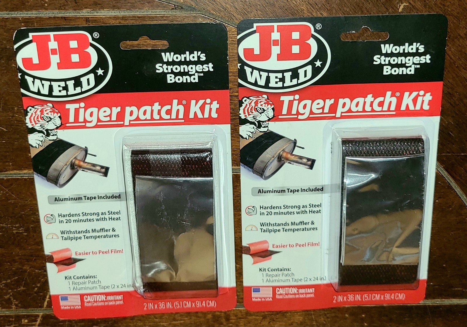 Lot of 2 J-B Weld TIGER PATCH ~Easy Peel Film~ (2 in x 24 in Each) Item #39205