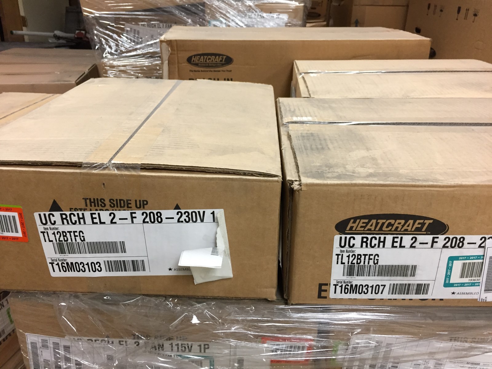 Overstock Heatcraft reach in evaporator 2 fan elec. dfrst TL12BTFG 230/1 mtrs