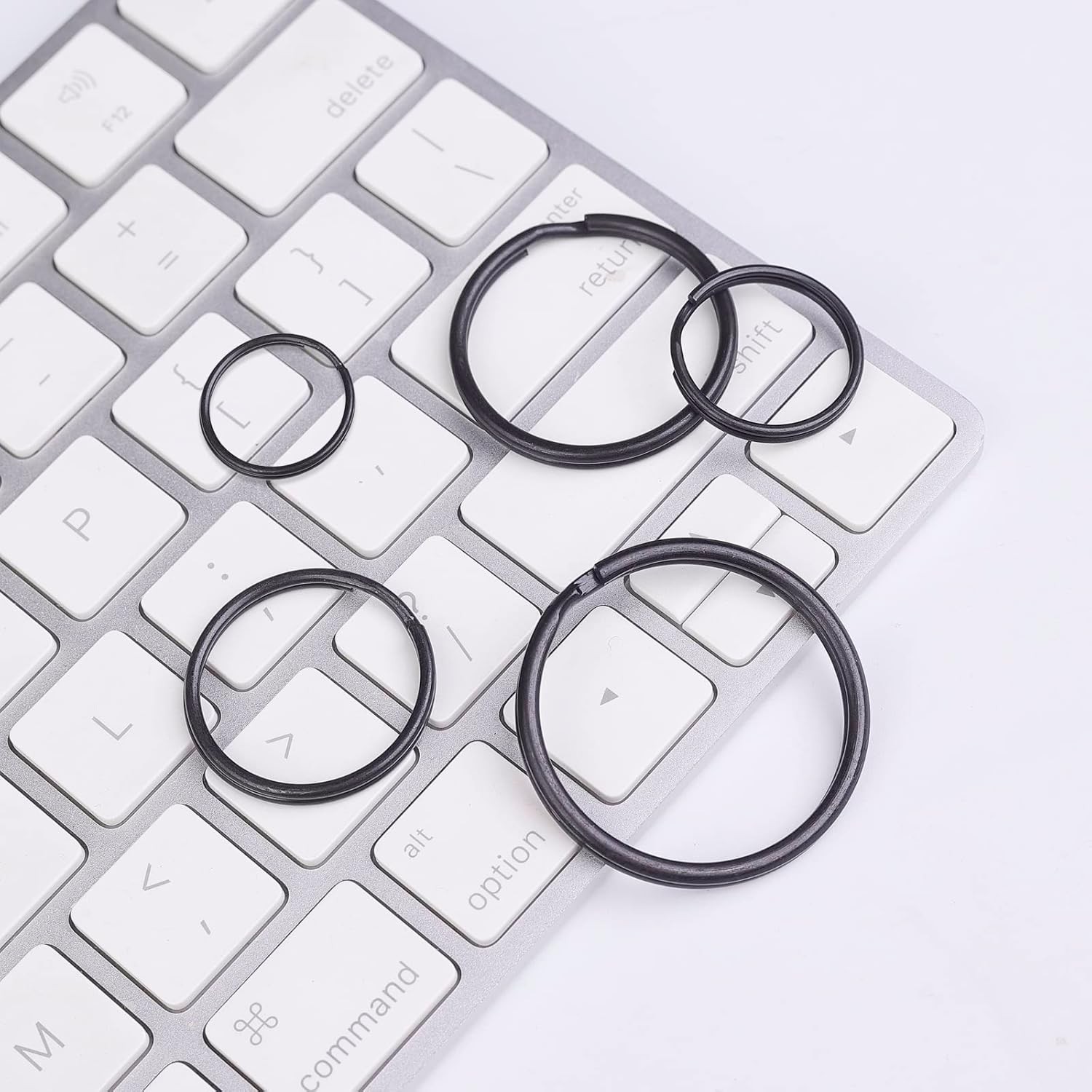 50pcs 30mm Key Ring Keychain Metal Black Round Split