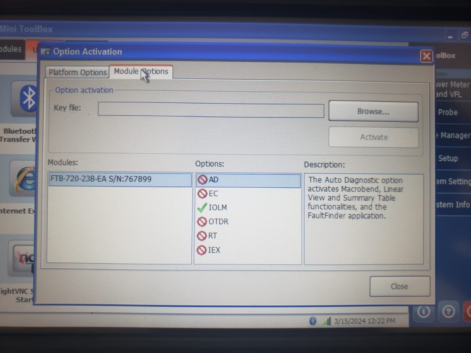 Exfo FTB-1-S2-8G,iOLM W/FTB-720-23B-EA