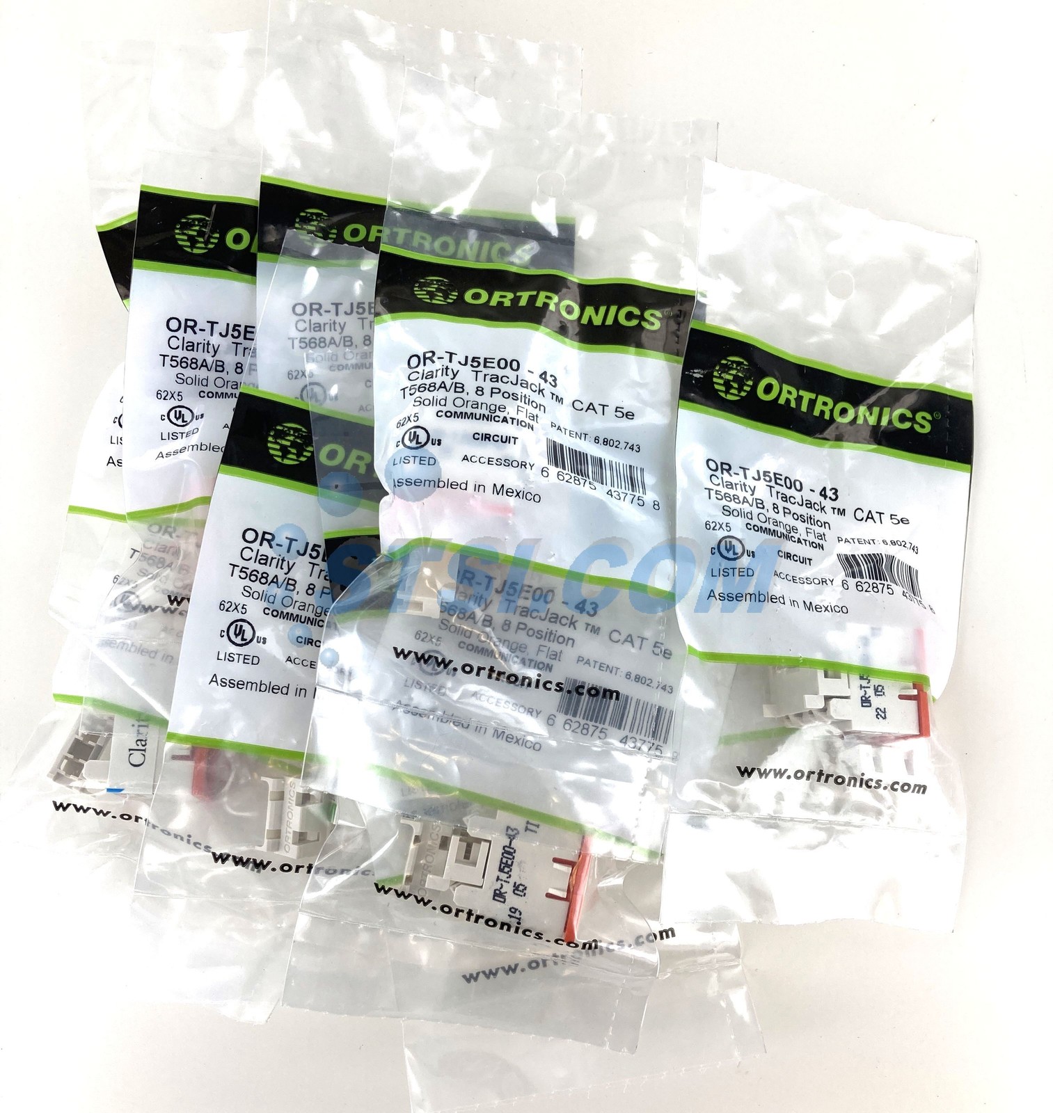 (LOT OF 10) Ortronics OR-TJ5E00-43 Clarity TracJack CAT5e Jack, Orange ~STSI