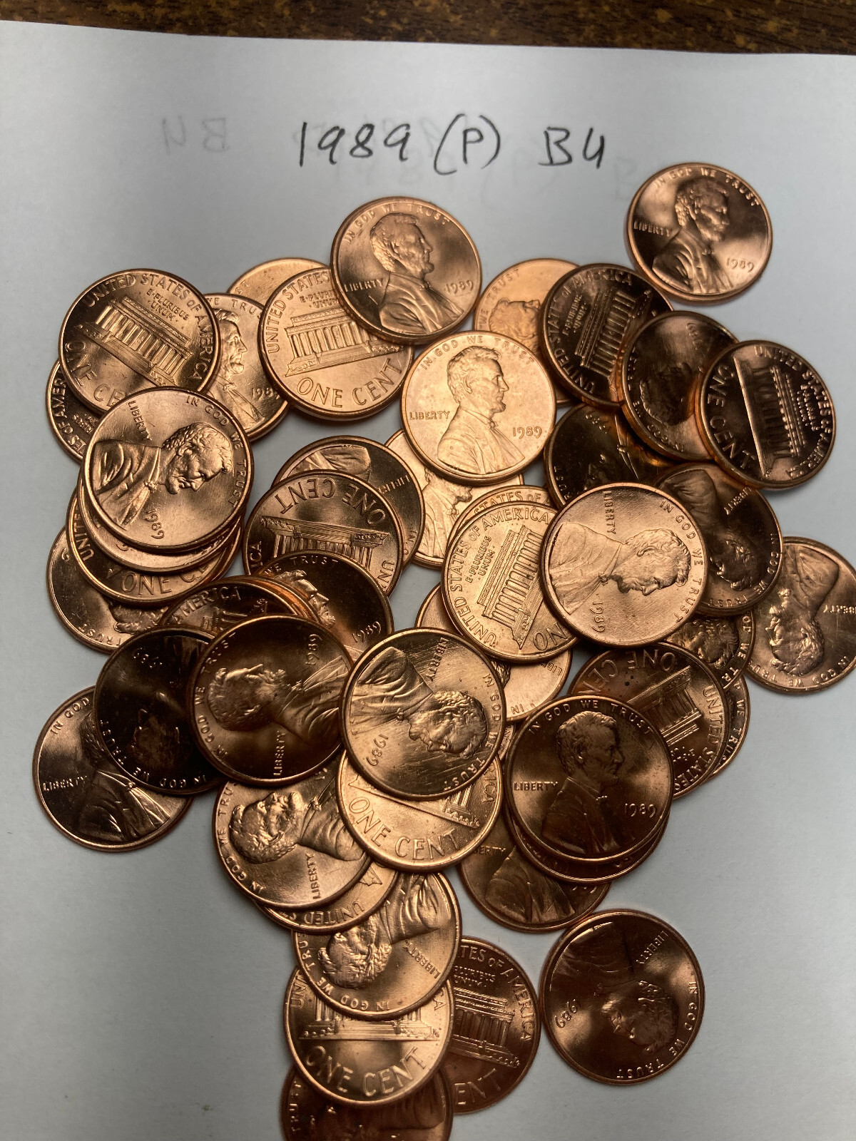 1989 (P) "BU"  LINCOLN MEMORIAL CENT PENNY ROLL  50 COINS